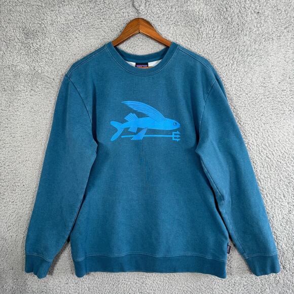 Patagonia Mens Flying Fish Organic Cotton Crewneck Sweatshirt Size Large 39473 - Picture 1 of 10